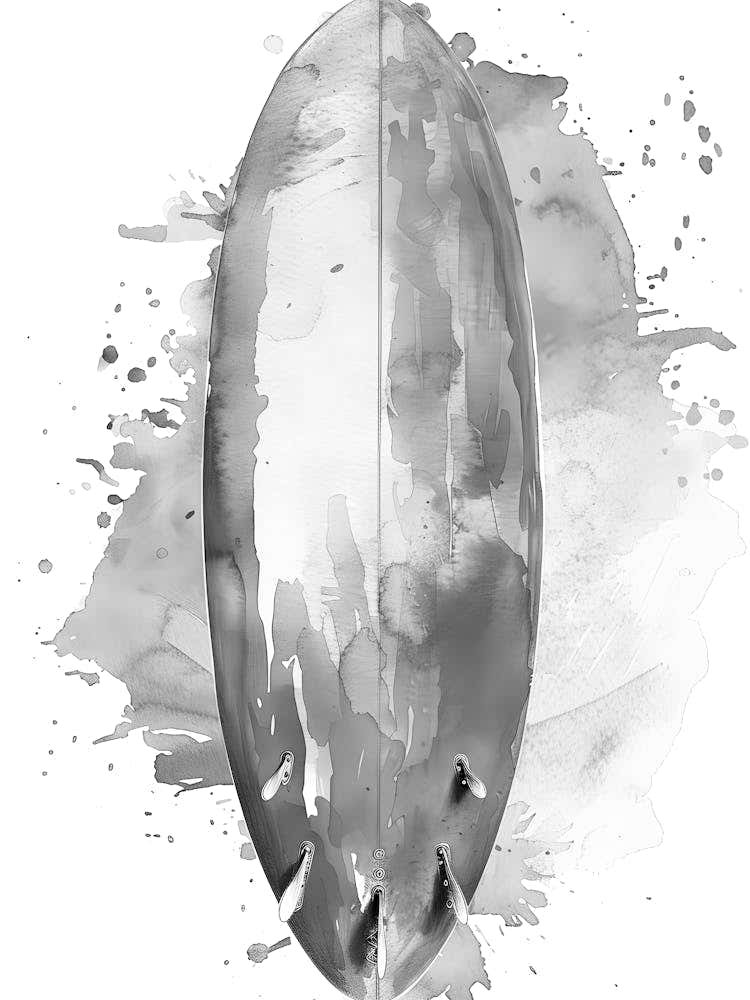 Watercolor Of A Surfboard