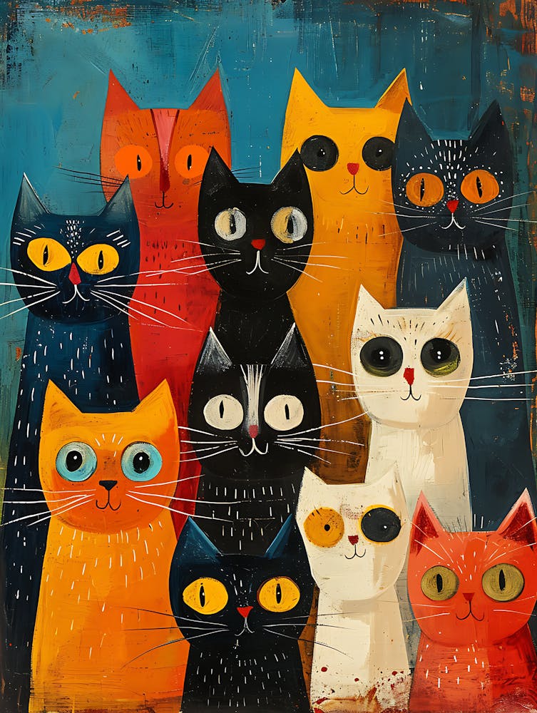 Funky Cats Painting Beautiful