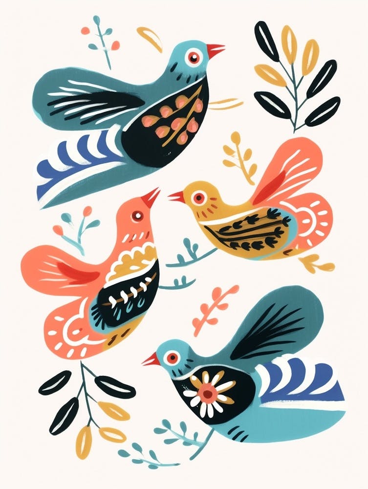 Folk Style Bird Painting Dove 1