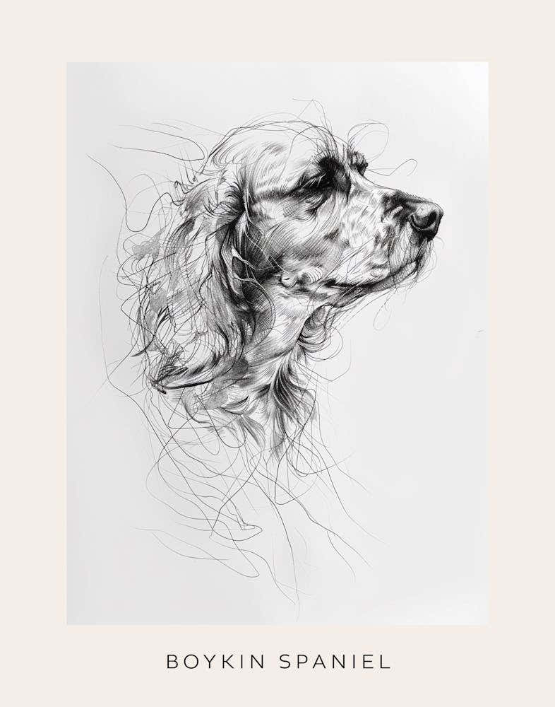 Boykin Spaniel Dog Line Art 2 Poster