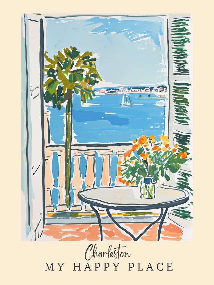 My Happy Place Charleston 4 Travel Poster