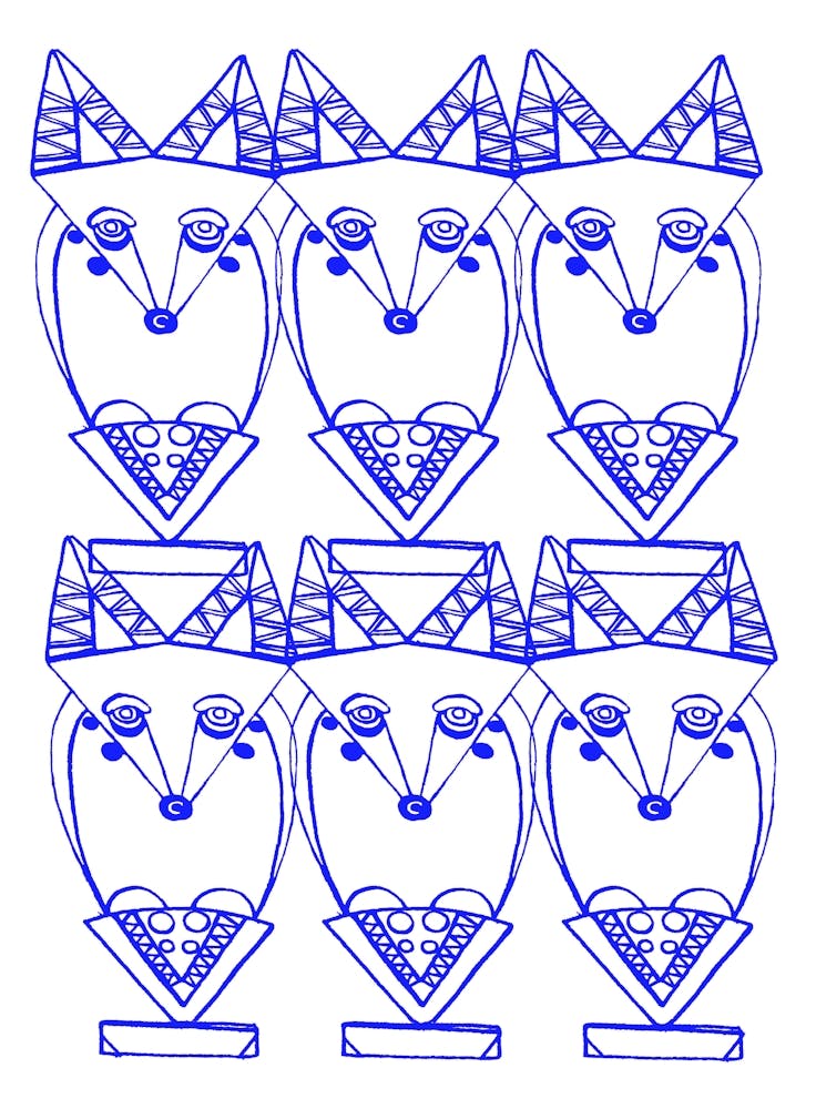 Wolf and Friends- Blue Pattern