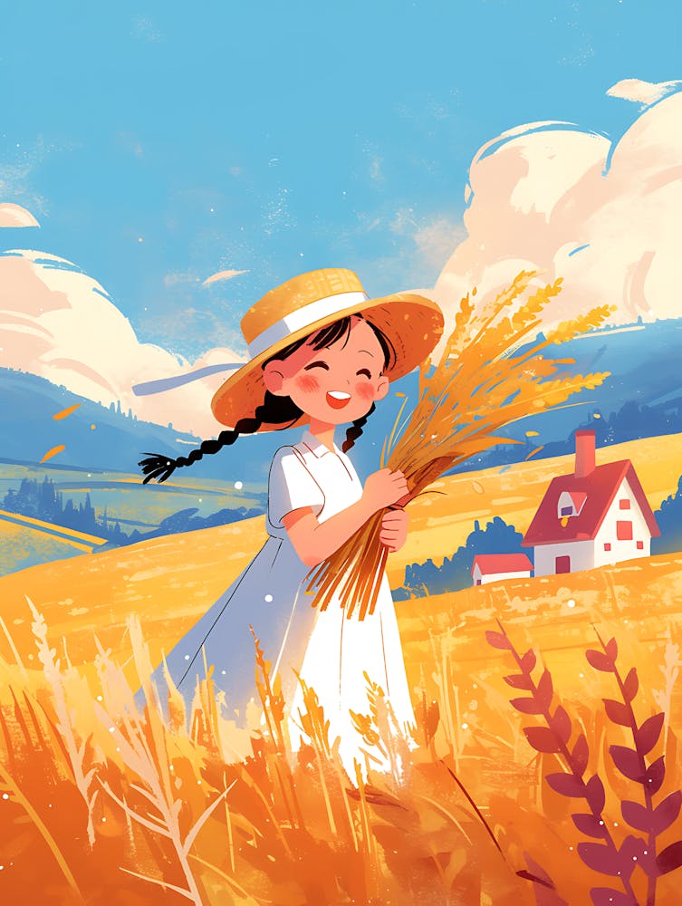 Cute Little Girl In A Wheat Field 11
