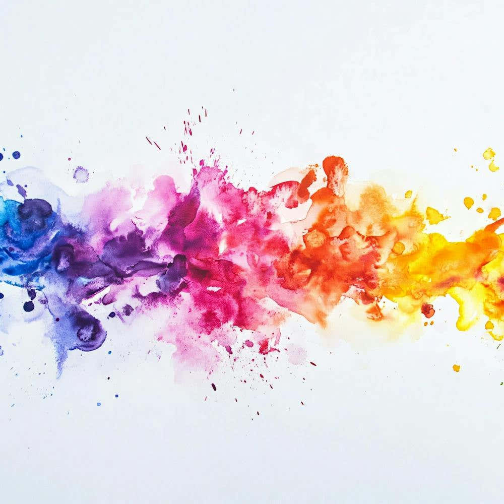Rainbow Splashes On White Background