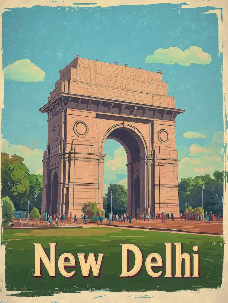 Aihrgdesign A Vintage Travel Poster Of New Delhi 4