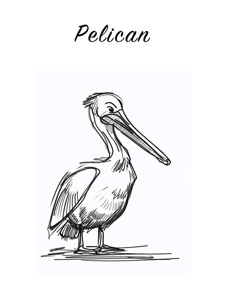 B&W Pelican Poster