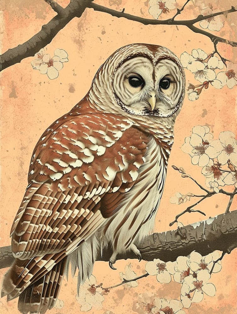 Barred Owl Vintage Illustration 3