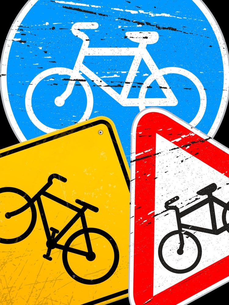 Cycling Print | International Cycling Road Signs | Bike