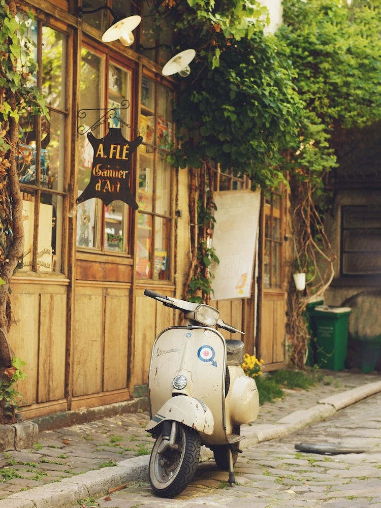 Vintage Vespa In A Paris Passage