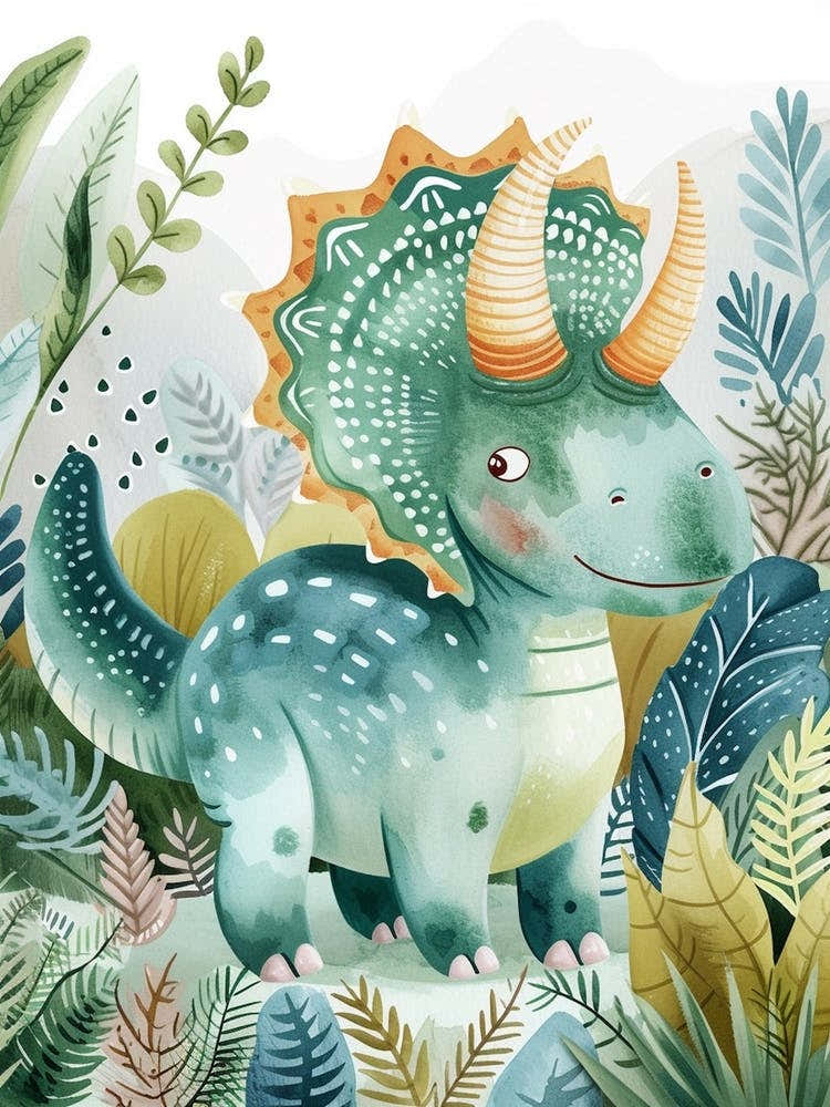 Cute Triceratops Watercolour 2
