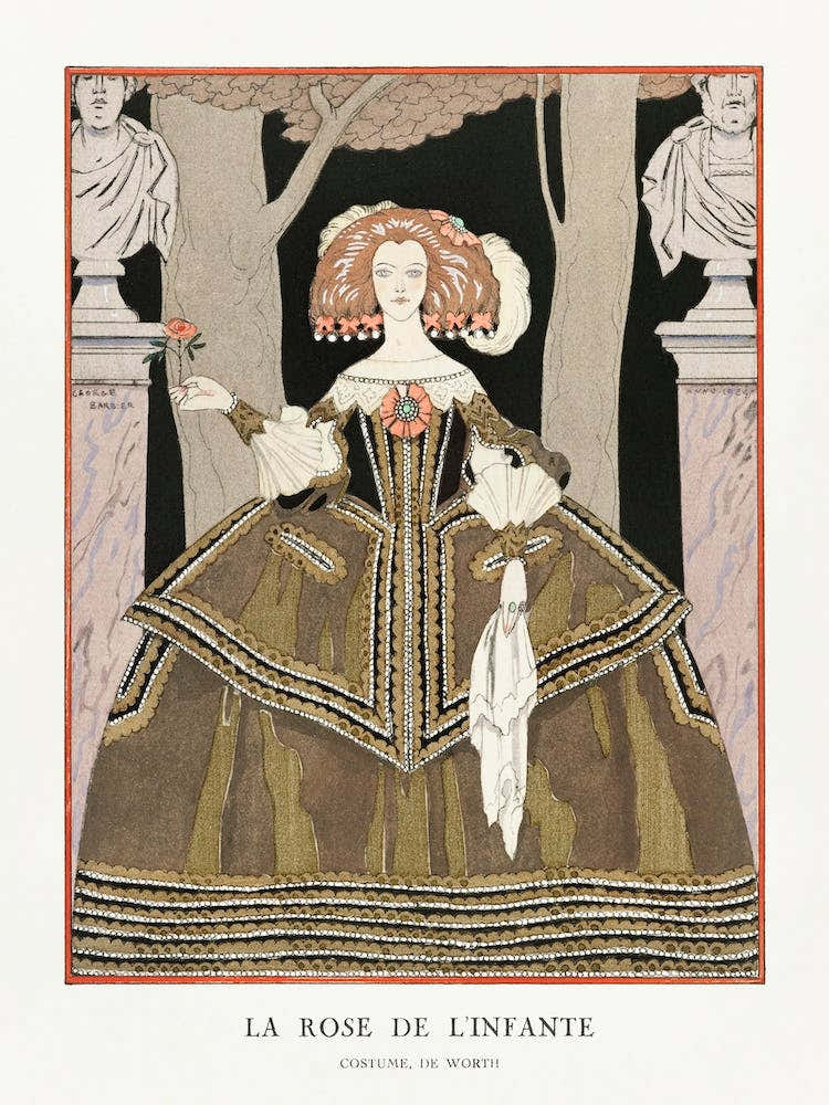 La Rose De L Infante Costume, De Worth From Gazette Du Bon Ton George Barbier