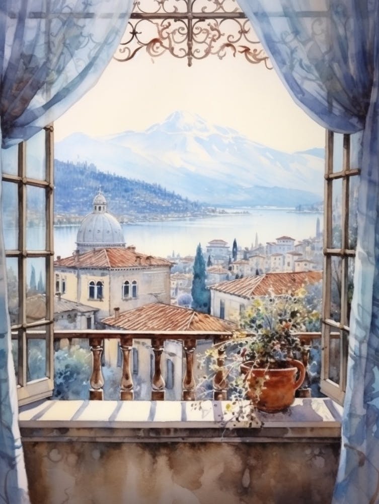 Winter Cityscape Lake Como Italy 1