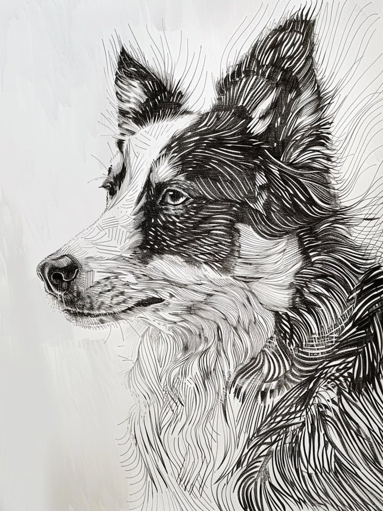 Icelandic Sheepdog Line Art 3