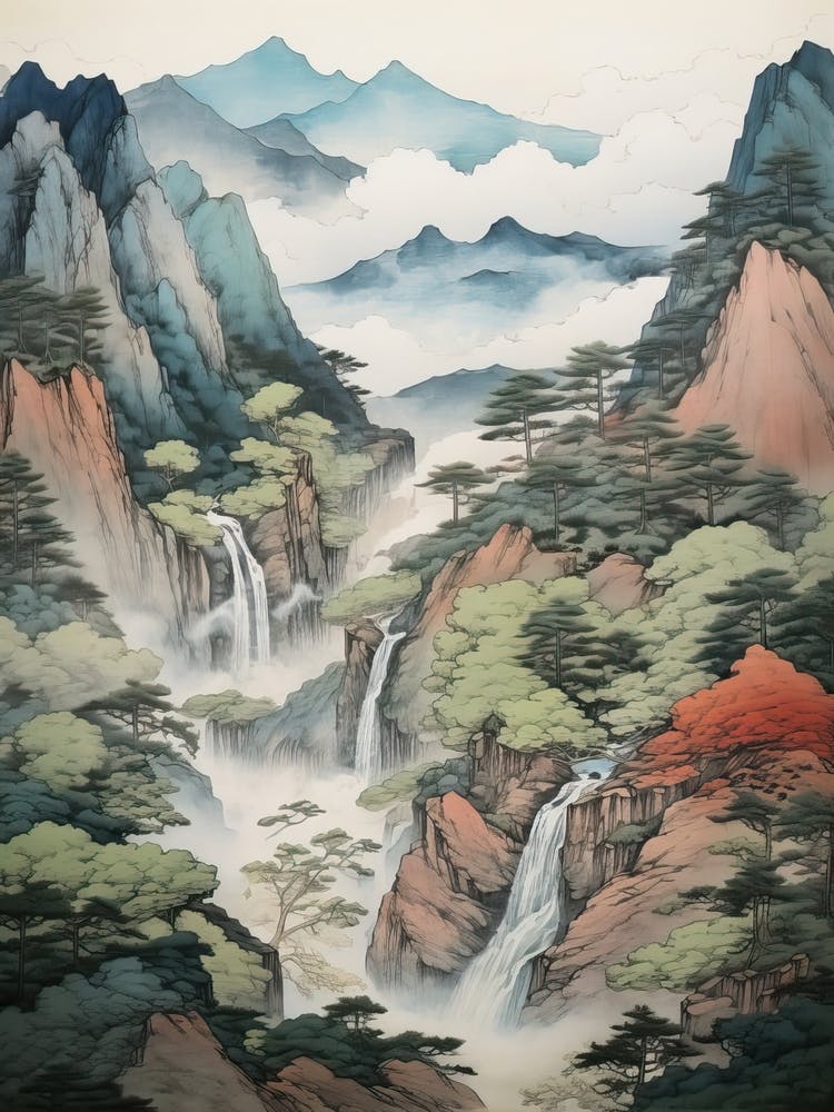 Shosenkyo Gorge In Yamanshi, Ukiyo E Drawing 2