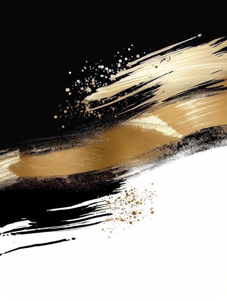 Gold And Black Abstract Painting 113
