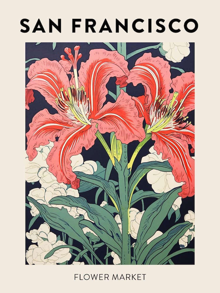 San Francisco United States Botanical Flower Market Poster