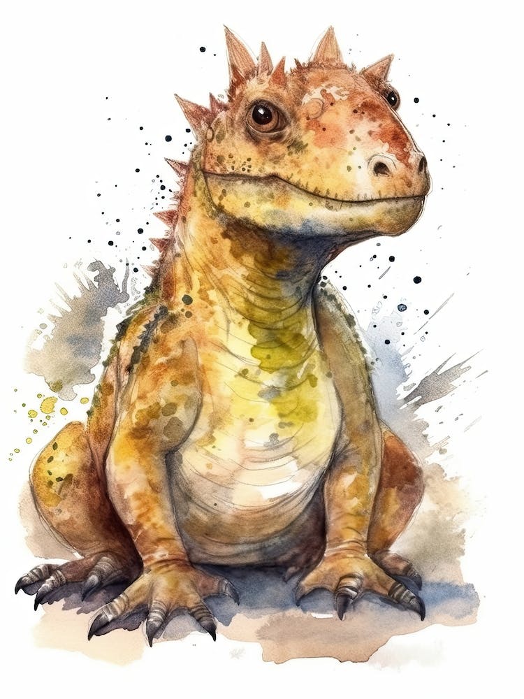 Saurophaganax Cute Dinosaur Watercolour 3