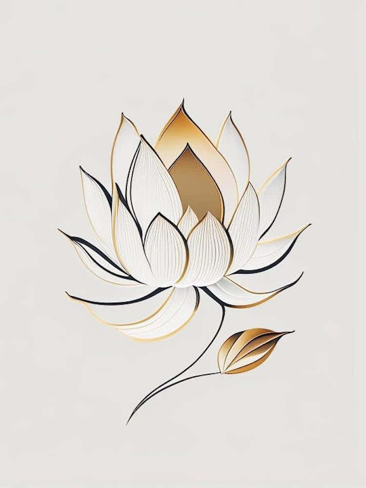 Lotus Flower In Garden Retro Minimal 4