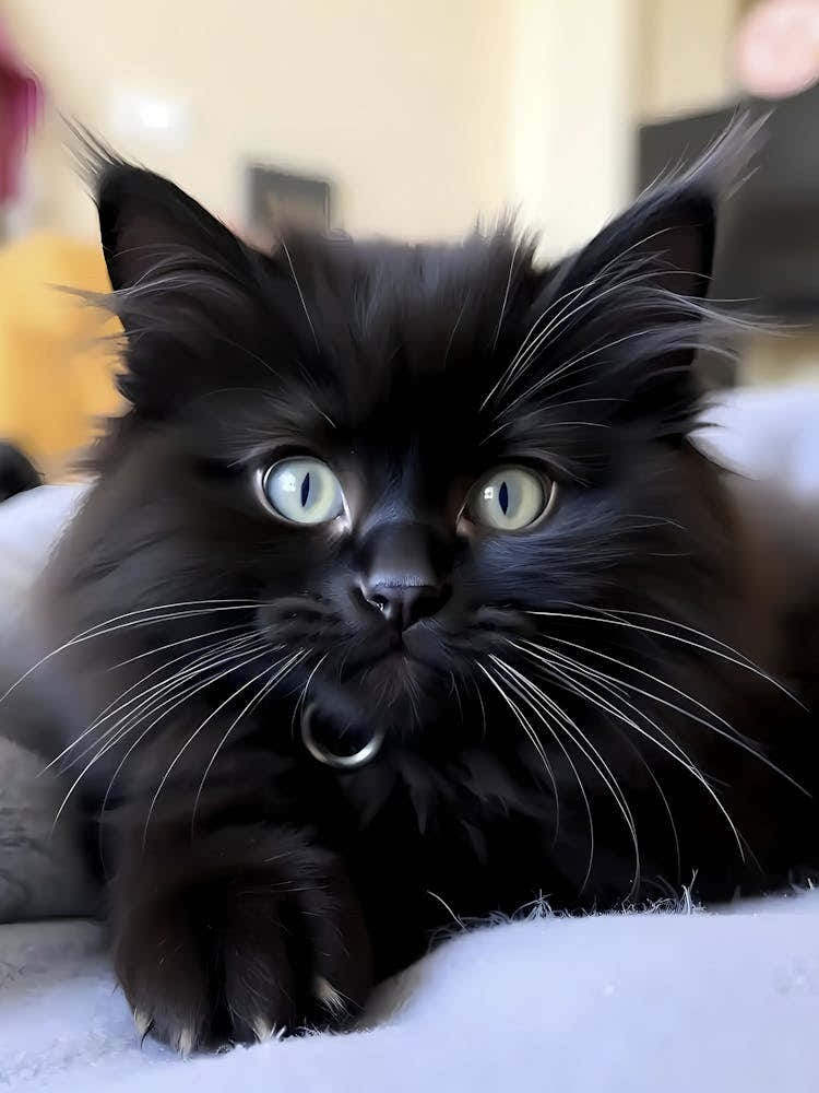Adorable Fluffy Black Cat