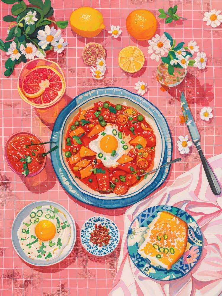 Pink Breakfast Food Shakshuka 1