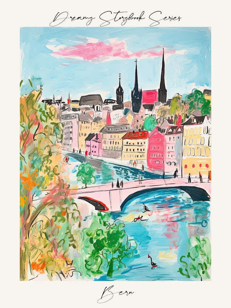 Poster Of Bern, Dreamy Storybook Illustration 4