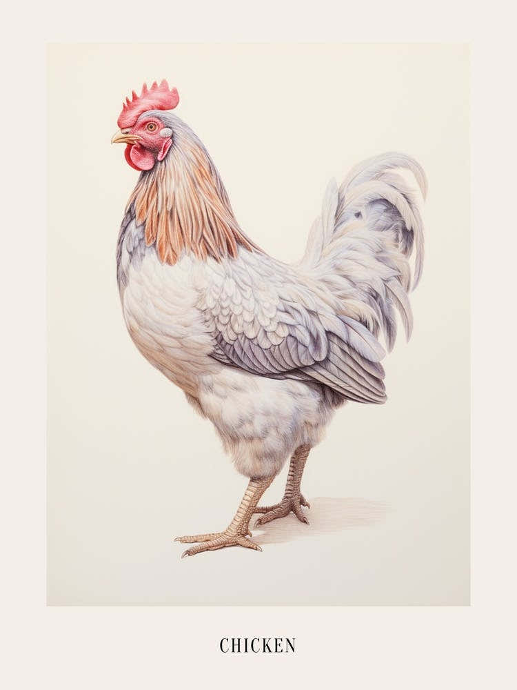 Vintage Bird Drawing Chicken 2 Poster