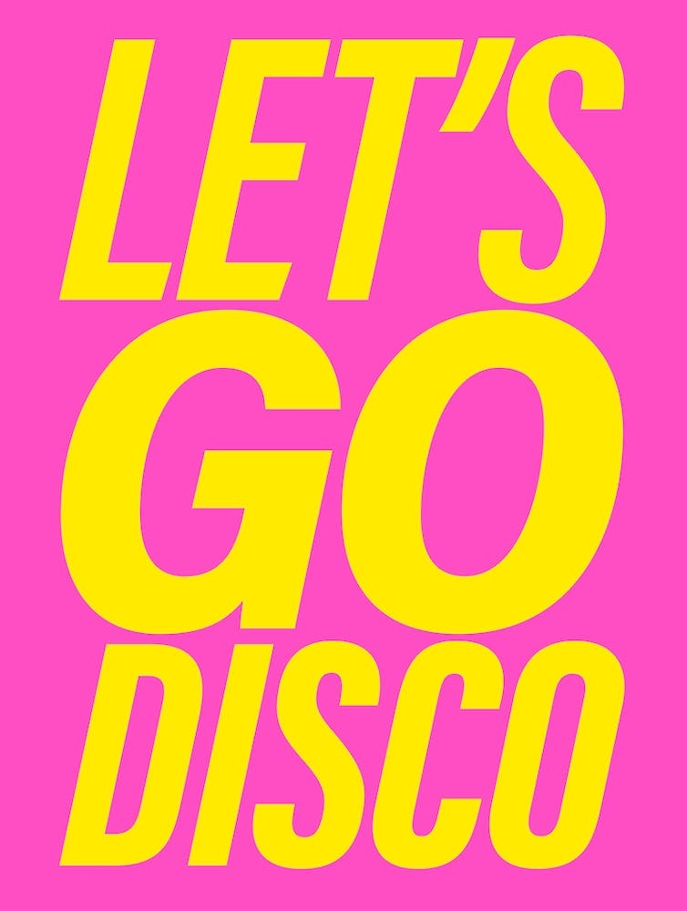 Let'S Go Disco typography in yellow on pink
