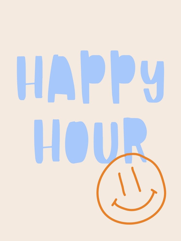 Happy Hour Poster Blue & Orange