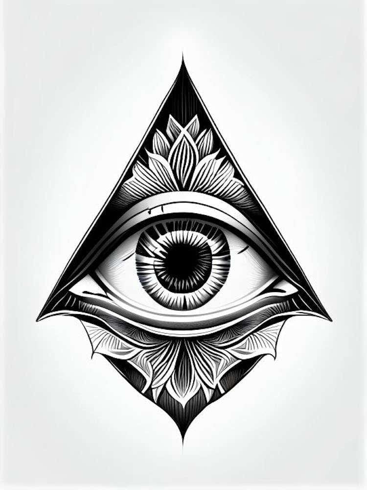 Balance, Symbol, Third Eye Simple Black & White Illustration 1