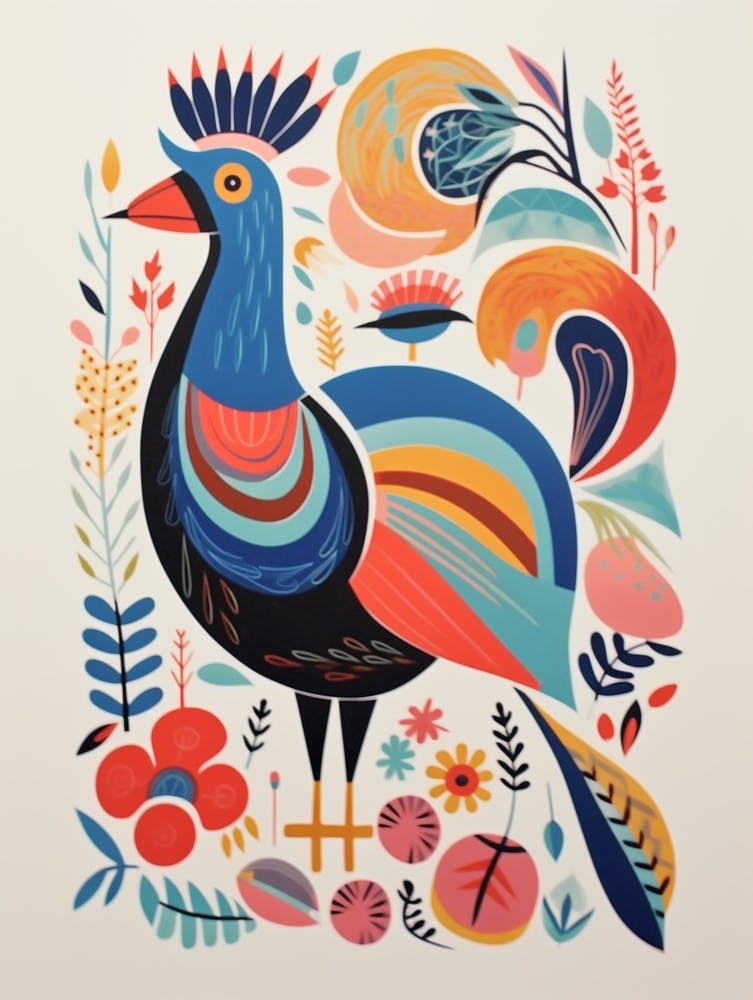 Colourful Scandi Bird Rooster 2