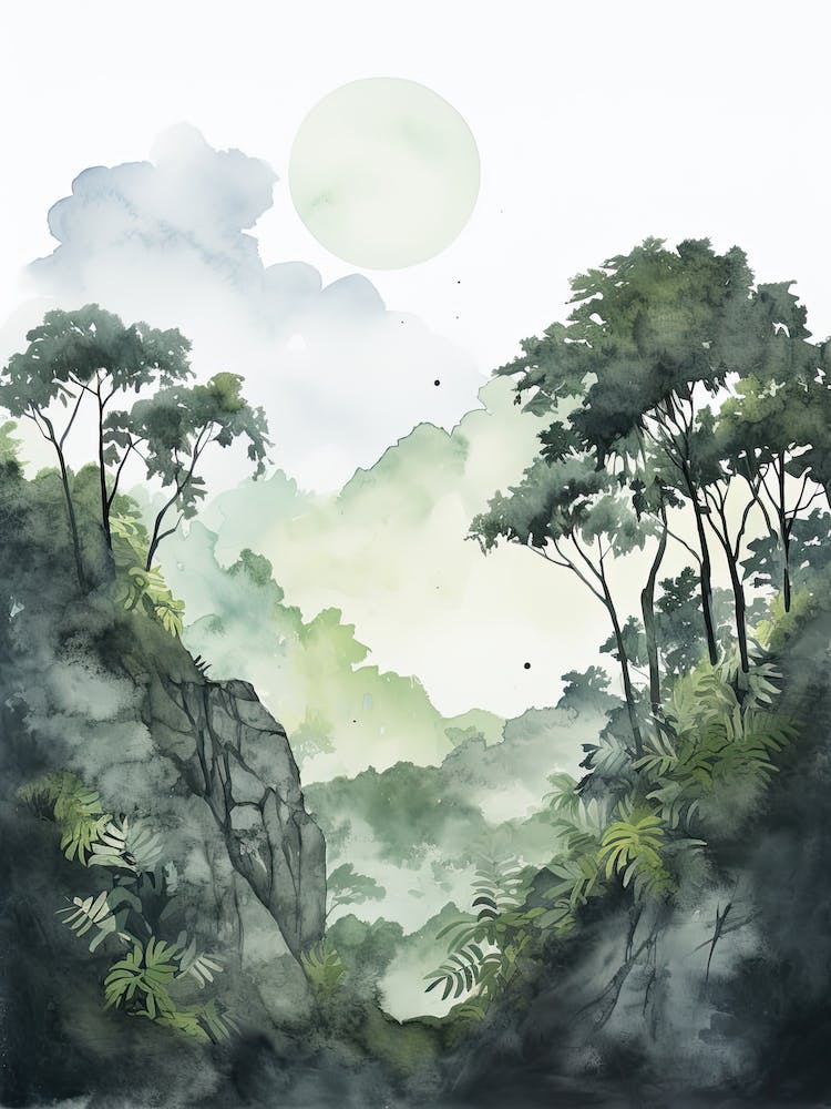 Watercolour Painting Of Bwindi Impenetrable National Park   Uganda 3