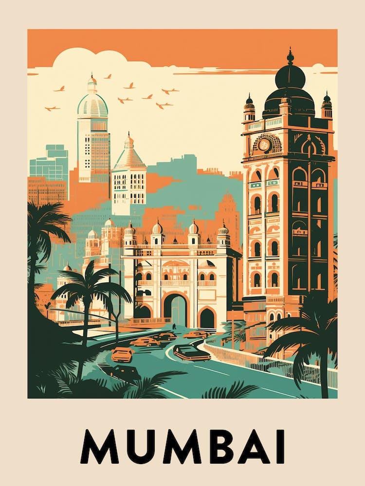 Mumbai Vintage Travel Poster