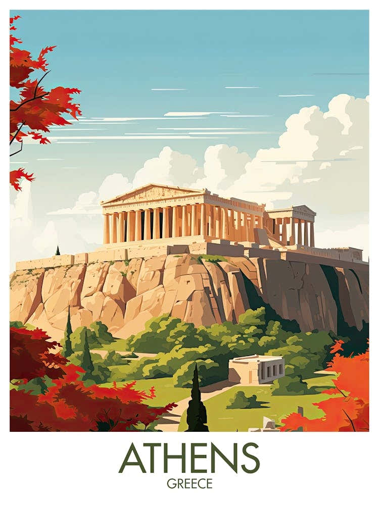 Athens Travel Print Greece Gift