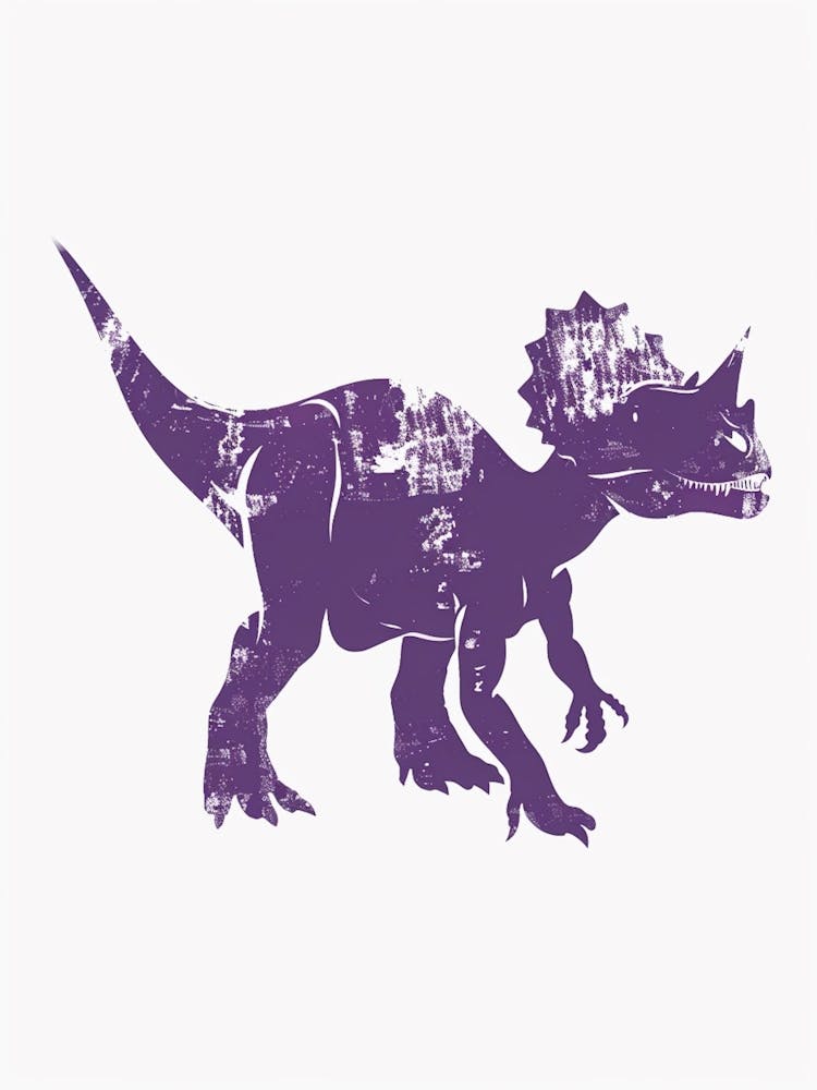 Purple Triceratops Dinosaur Silhouette