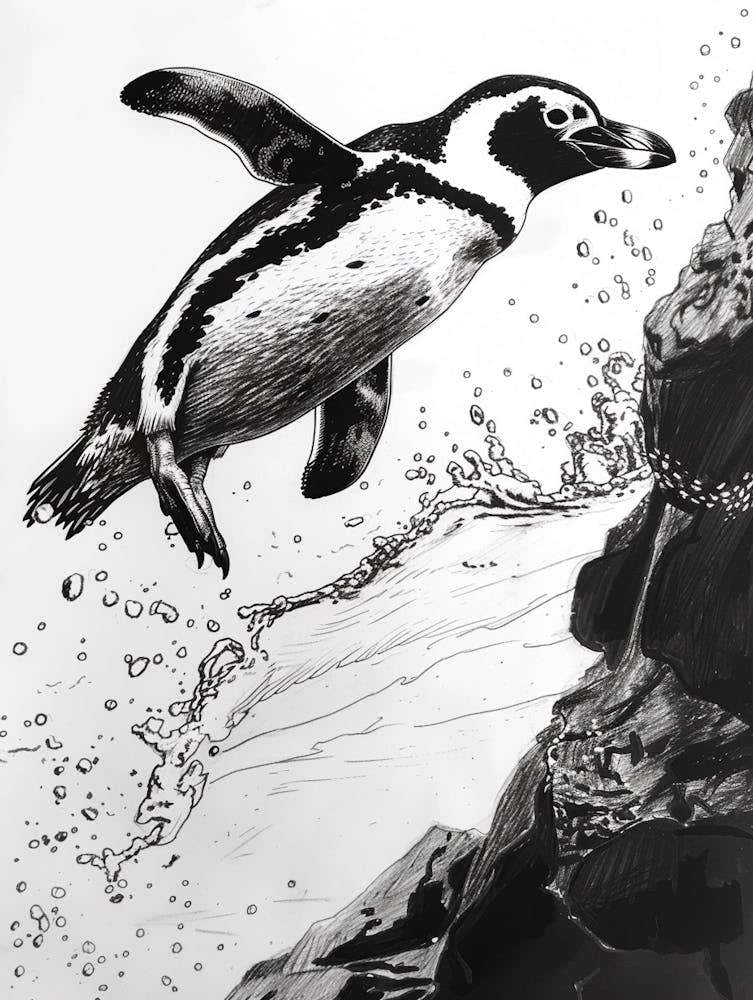 African Penguin Diving Into The Water 2
