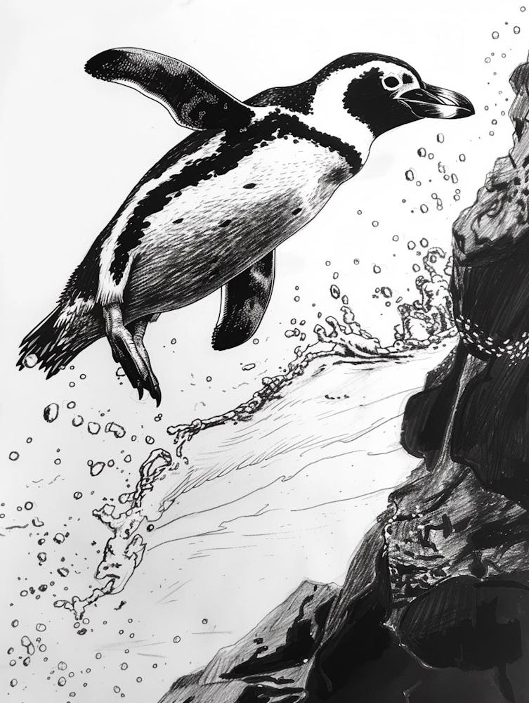 African Penguin Diving Into The Water 2