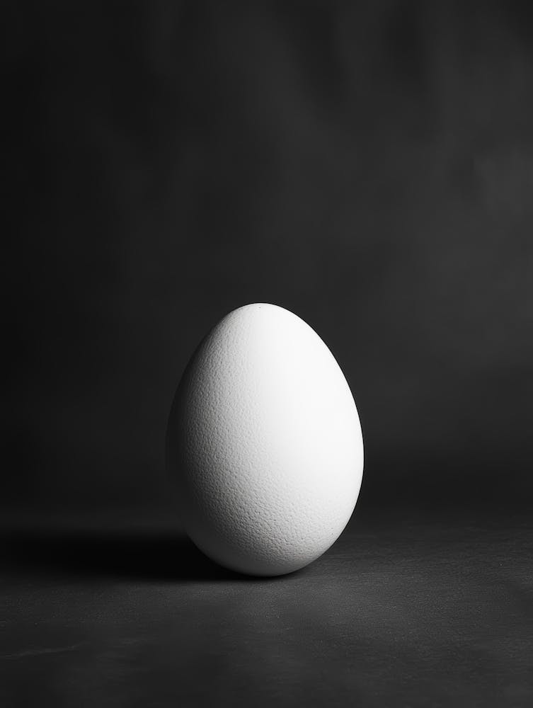White Egg On A Black Background 2