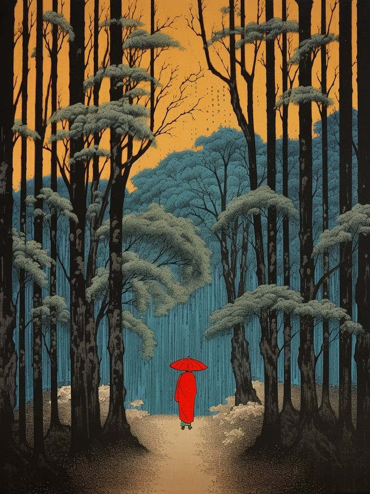 Arashiyama Bamboo Grove, Japan Vintage Travel Art 1