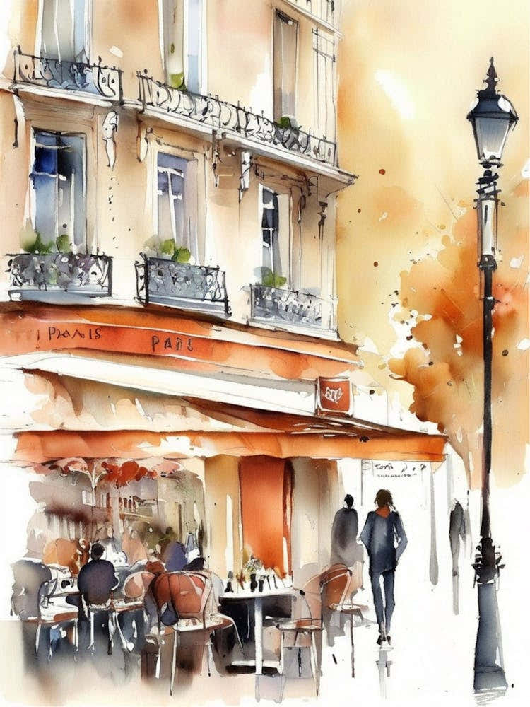 Watercolor Of A Cafe In Paris 8