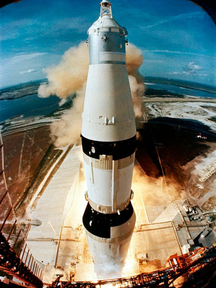 The Huge, 363 Feet Tall Apollo 11 Space Vehicle Is Launched From Pad A, Launch Complex 39, Kennedy Space Center, July 16, 1969