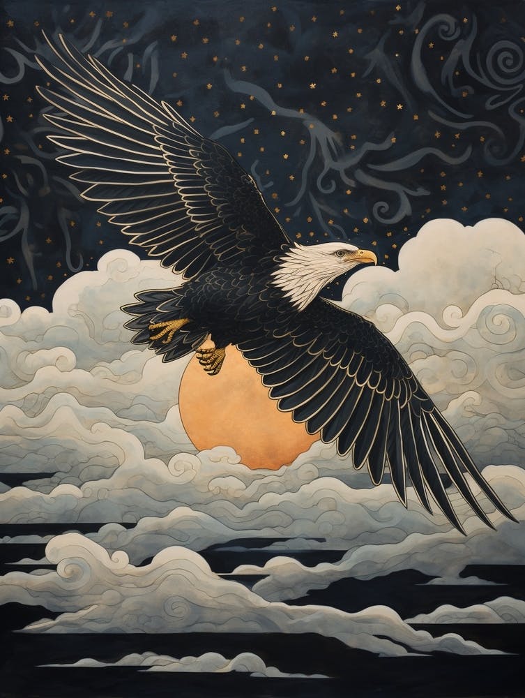 Crested Caracara 2 Gold Detail Painting