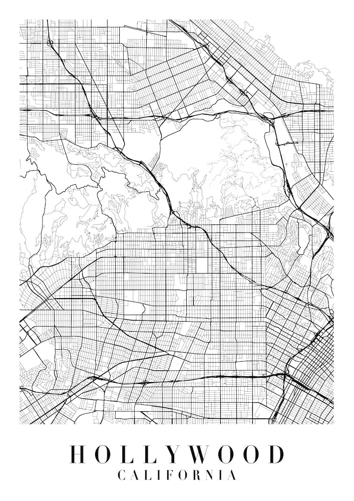 Hollywood California Street Map Minimal