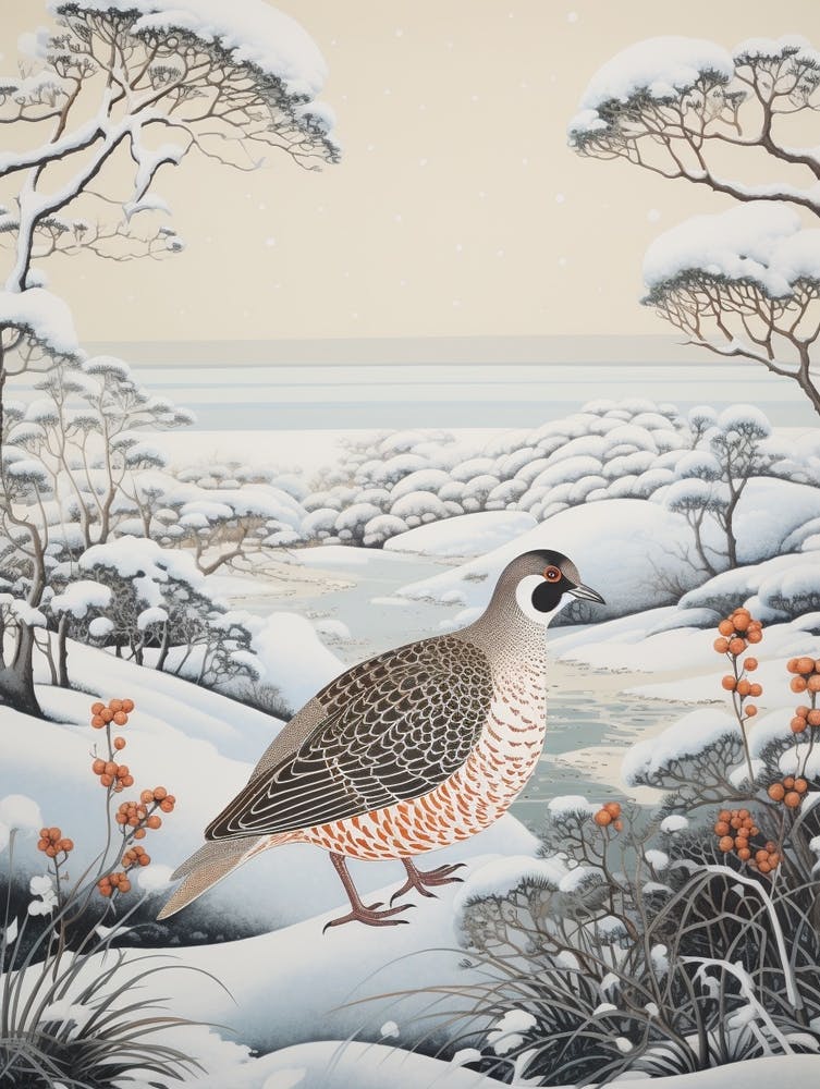 Winter Bird Painting Partridge 5