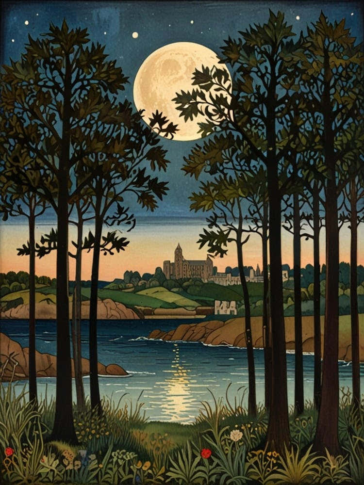 William Morris Moonlight Over The Lake 2
