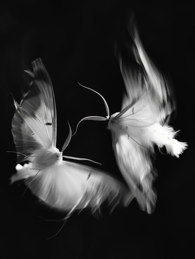 Two Moths In Flight