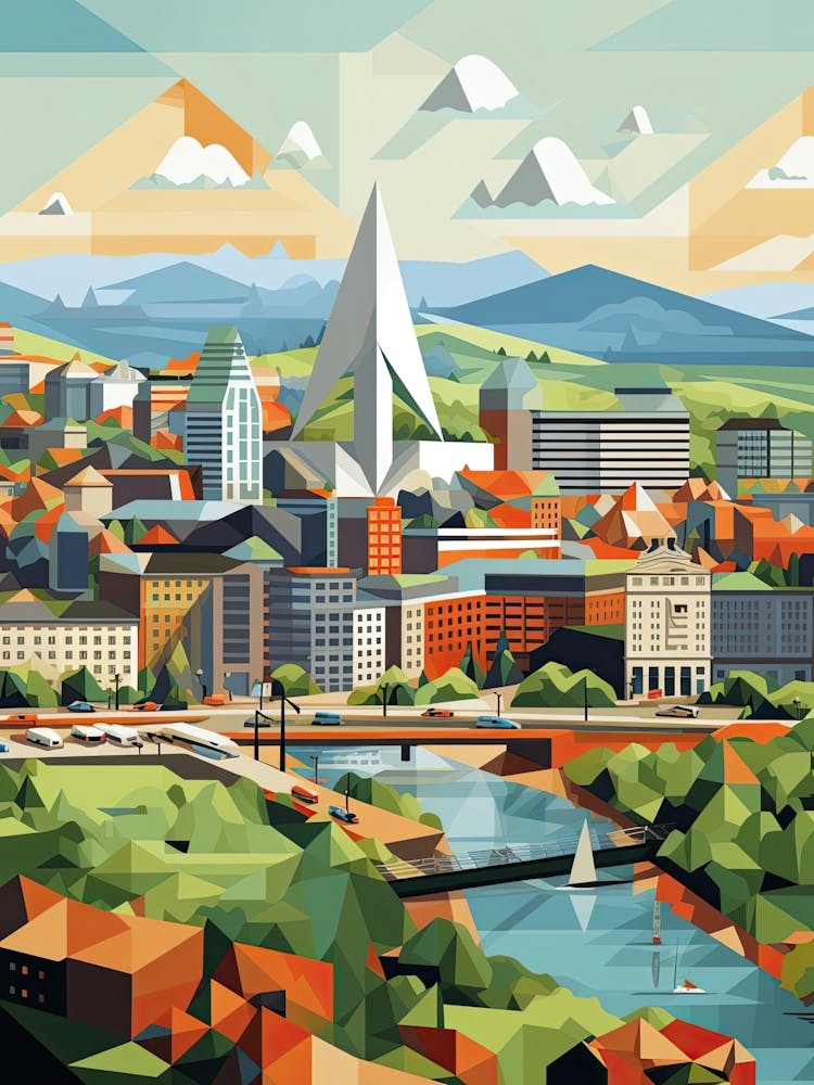 Glasgow, United Kingdom, Geometric Illustration 1