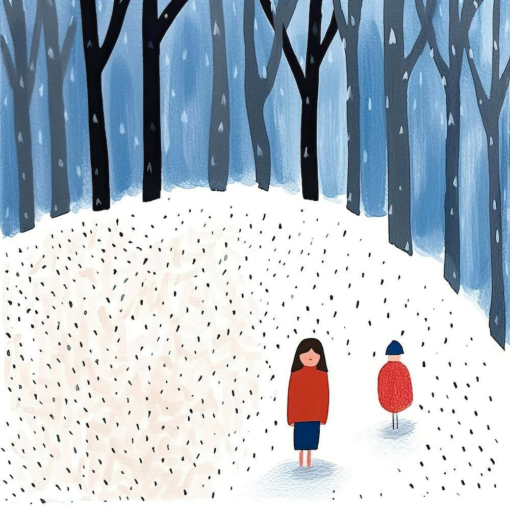 Winter Snow Scene, Tiny People And Illustration 6