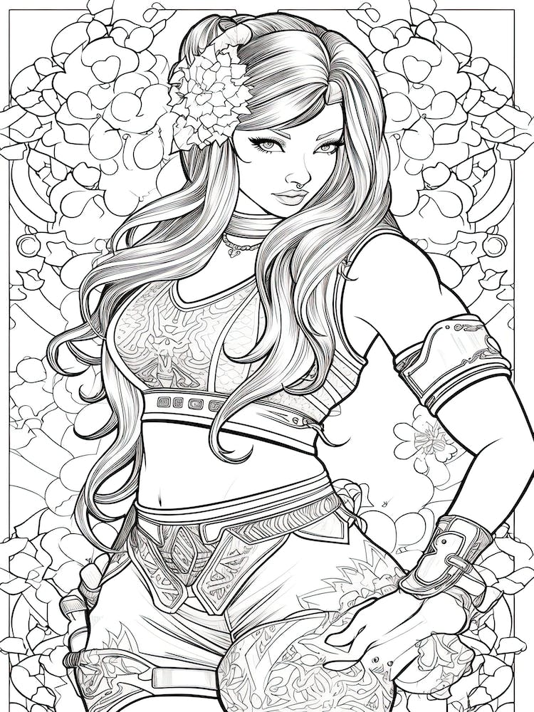 Bloom Body Girl Line Art 10