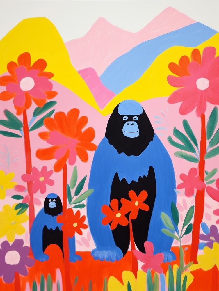 Colourful Kids Animal Art Mountain Gorilla 2