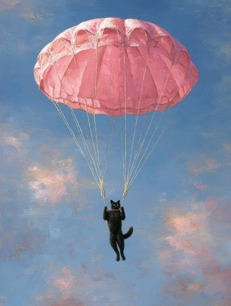 Cat On Parachute